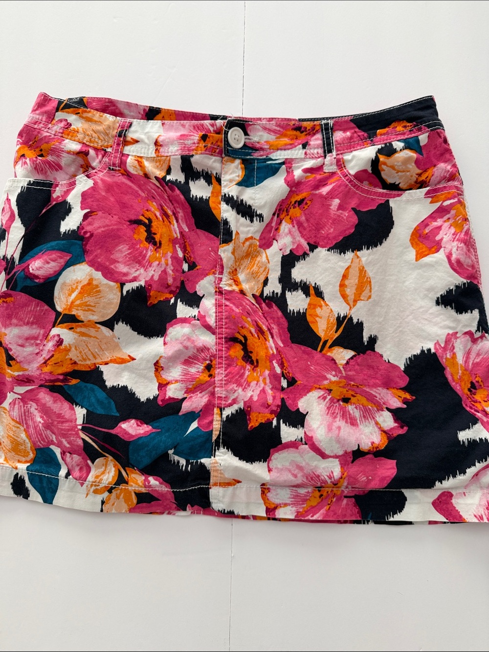 St. John's Bay Floral Mini Skort in Hot Pink, Orange, Teal and Black